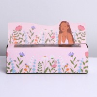 Коробочка для макарун  «Цветы»,  18 х 5,5 х 5,5 см