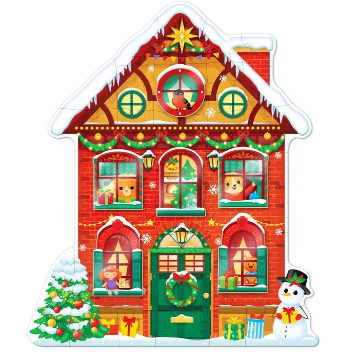 Пазл с липучками «Новогодний дом», 6 липучек, 28 деталей