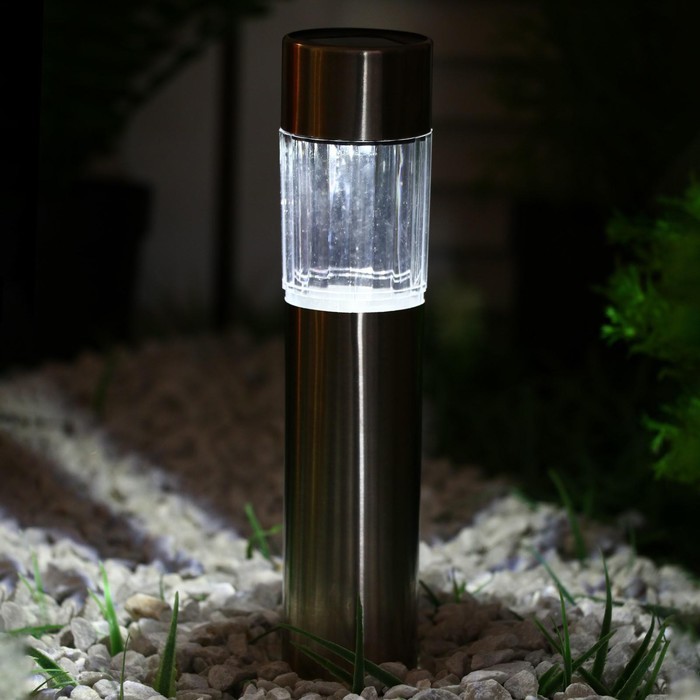 Садовый светильник на солнечной батарее «Цилиндр», 5 × 31 × 5 см, 1 LED, свечение белое