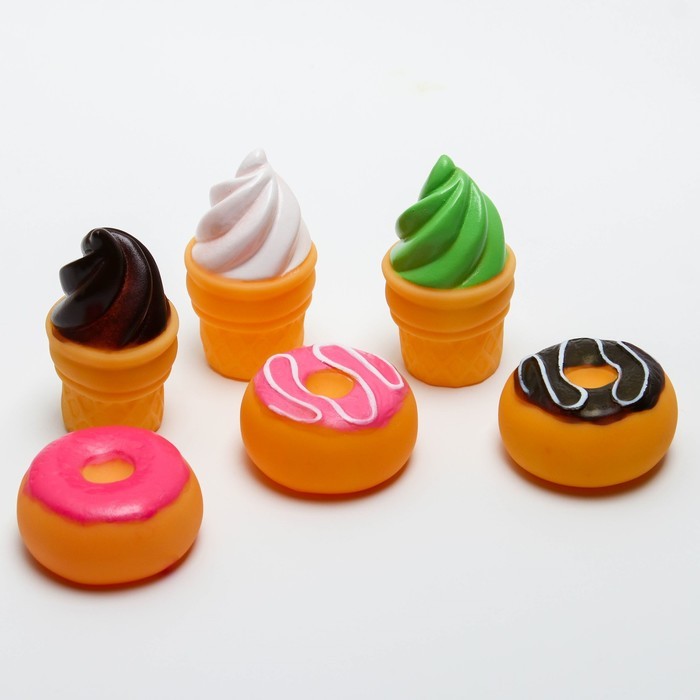 Набор резиновых игрушек для игры в ванной «Сладости», 6 игрушек