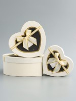 Набор подарочных коробок 3 в 1 сердца, кремовый, 22×20×9; 18.5×17×7.5; 16×14×6 см