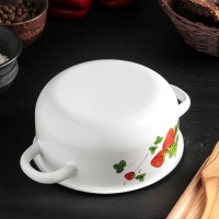 Кастрюля, 1,5 л, эмалированная крышка, индукция, декор МИКС, цвет белый