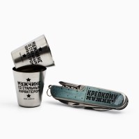 Подарочный набор мужской «Настоящий мужской набор»: нож мультитул, стопки 2 шт.