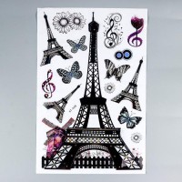 Наклейка пластик 2D "Эйфелева башня и цветы" МИКС 54х35,5 см
