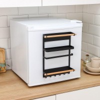 Держатель для кухонных принадлежностей на магните Доляна, 6 крючков, 4 направляющих, 34×24.5×6.5 см, коричневый