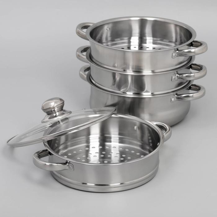 Мантоварка-пароварка Доляна «Классика», d=24 см, 4 уровня (нижний уровень 3,6 л)