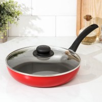 Сковорода Blaze, d=28 см, стеклянная крышка, антипригарное покрытие, цвет красный