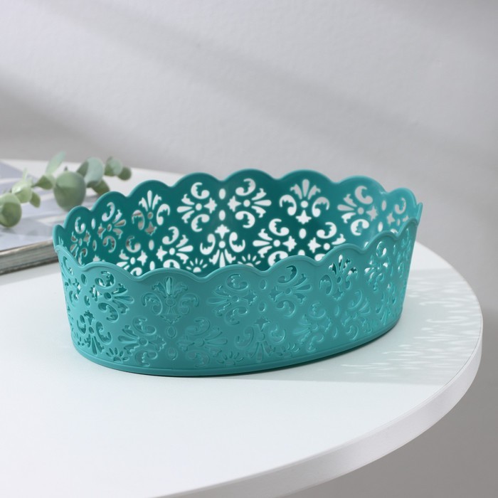 Корзина для хранения Доляна «Кружевной узор», пластик, 21.5×15.5×6 см, МИКС