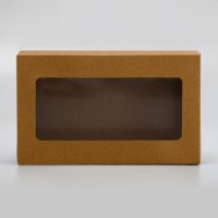 Упаковка для продуктов, крафт с окном, 23 х 14 х 6 см, 1,9 л