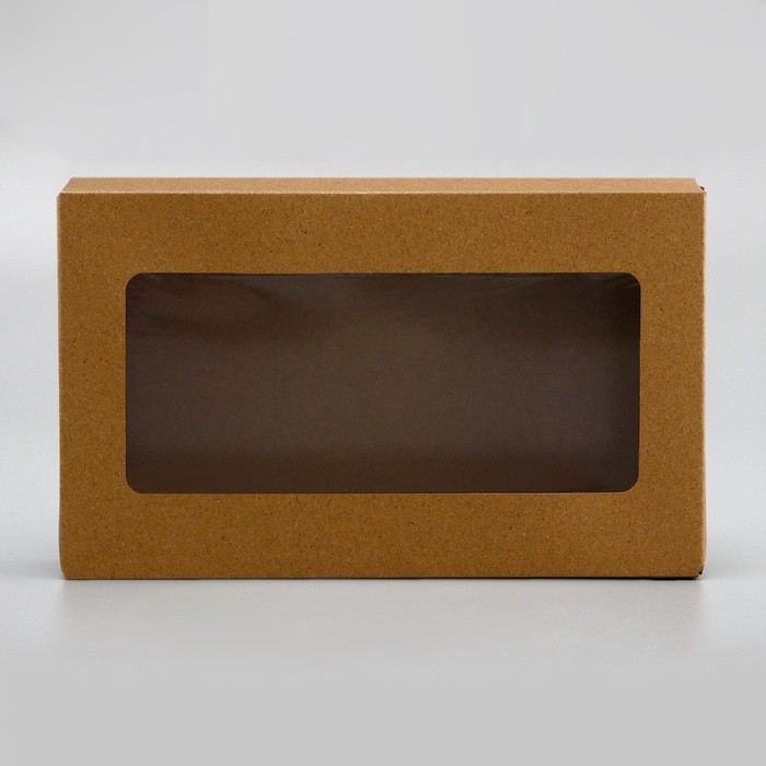 Упаковка для продуктов, крафт с окном, 23 х 14 х 6 см, 1,9 л Упаковка для продуктов, крафт с окном, 23 х 14 х 6 см, 1,9 л