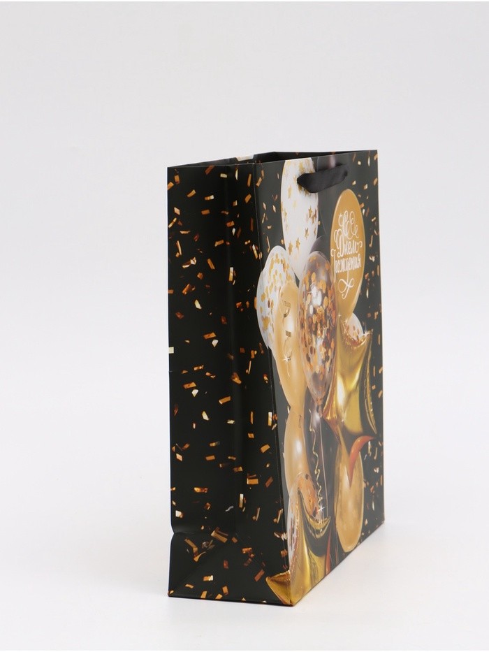 Пакет подарочный ламинированный, упаковка, «С Днем Рождения», M 25.5×30×9 см