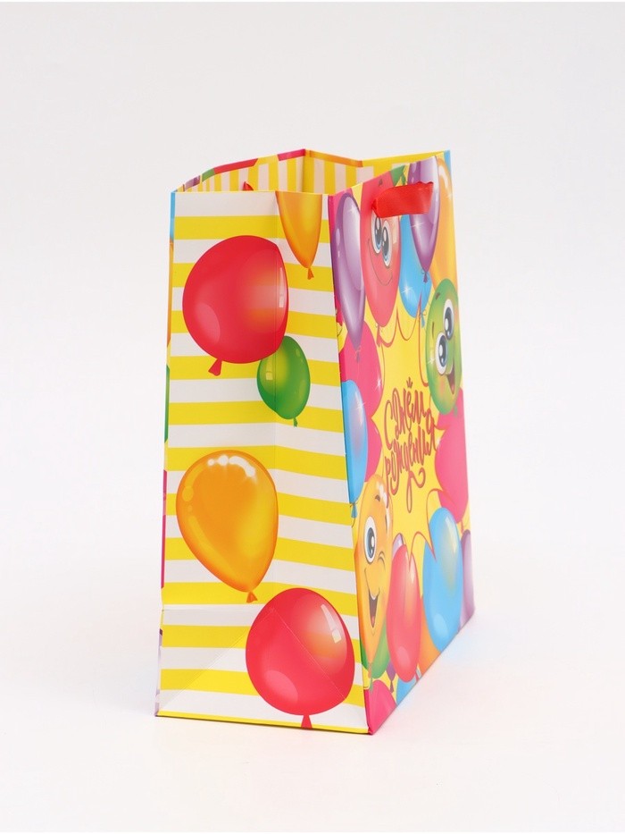 Пакет подарочный ламинированный, упаковка, «Весёлого дня рождения!», ML 23×27×11.5 см