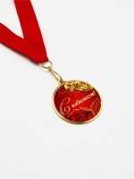 Медаль с уф-печатью «С юбилеем», диам. 5 см, золотая, с лентой