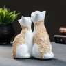Фигура "Кот и Кошка" белая с золотом, 14х13см