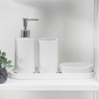 Набор аксессуаров для ванной комнаты Доляна «Гармония», 4 предмета (дозатор 380 мл, мыльница, стакан, подставка)