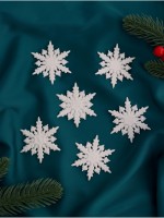 Ёлочные игрушки набор 6 шт. «Зимнее волшебство. Снежинка полярная», d=6 см, белый