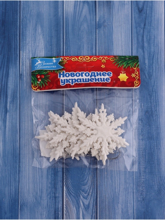 Ёлочные игрушки набор 6 шт. «Зимнее волшебство. Снежинка полярная», d=6 см, белый