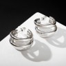 Серьги кольца тройные QF «Тринити», d=2 см, цвет серебро
