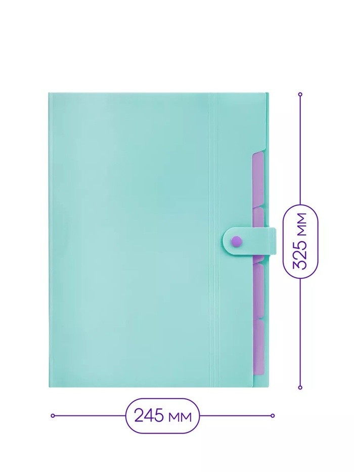 Папка А4, 5 отделений, Calligrata, 600 мкм, на кнопке, зеленая, матовая