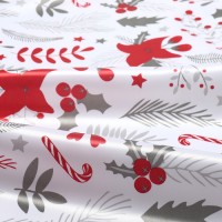 Скатерть новогодняя Доляна "Новогодние цветы" 145х110 см, 100% п/э