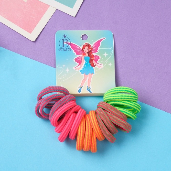 Резинка для волос "Фея Кэти" (набор 20 шт) 2,5 см, полоски