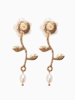 Серьги «Цветок розы», белые в золоте