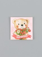 Открытка мини «Мишка с цветами», 7 × 7 см