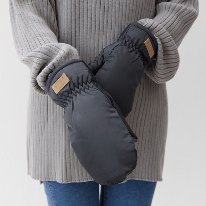 Варежки женские MIST, с меховым утеплителем, размер 26 см, серые