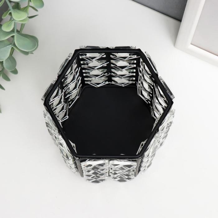 Подсвечник металл на 1 свечу "Кристаллы" многогранник чёрный 12х11х11 см