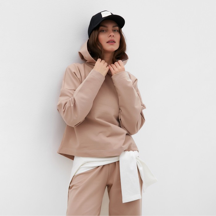 Костюм спортивный женский (толстовка, брюки) MIST, размер 40-42, бежевый