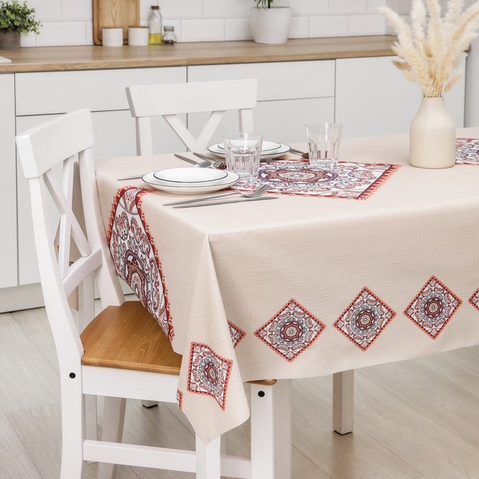 Клеёнка столовая на ткани «Цветочный мотив», рулон 20 метров, ширина 137 см