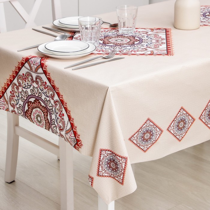 Клеёнка столовая на ткани «Цветочный мотив», рулон 20 метров, ширина 137 см