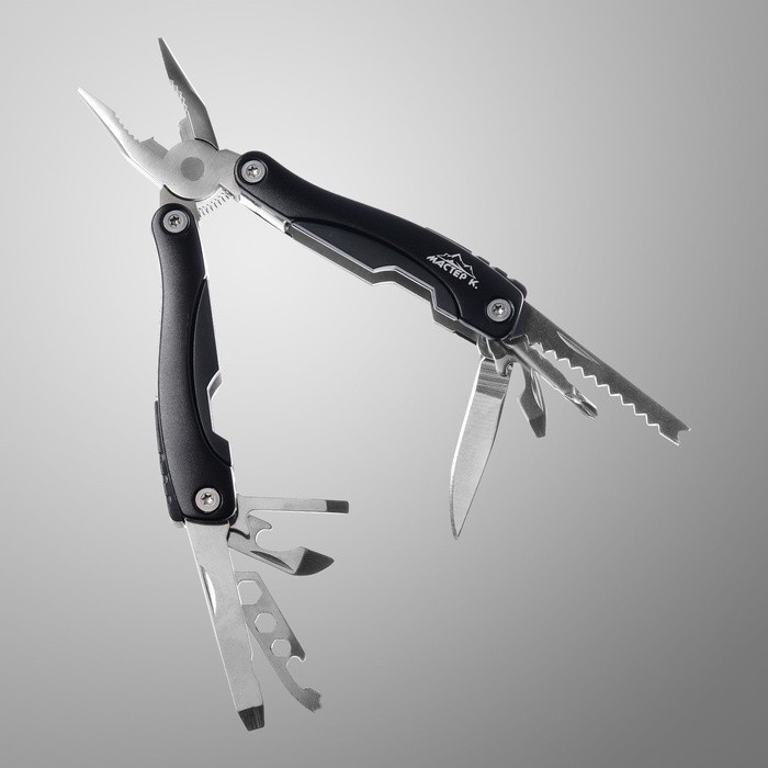 Мультитул 9в1 в чехле, рукоять черная, 9×3.5×2.5 см