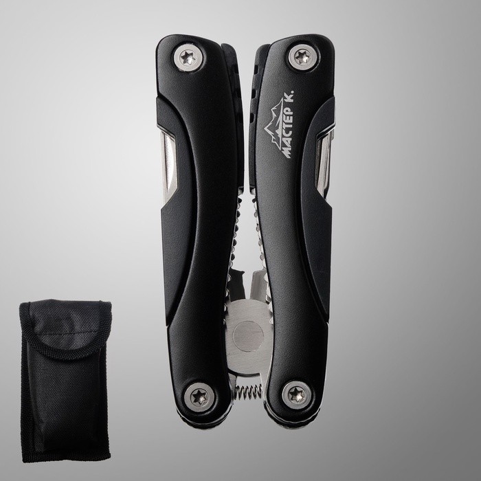 Мультитул 9в1 в чехле, рукоять черная, 9×3.5×2.5 см