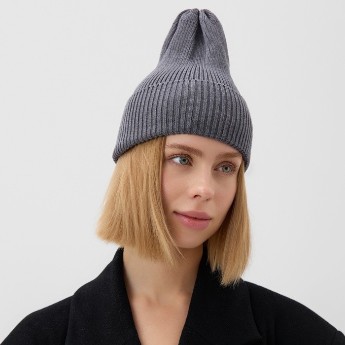 Шапка женская MINAKU, р-р 52-56, цвет серый-меланж