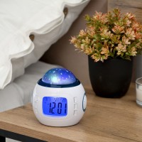 Часы - будильник Luazon LB-10 с проекцией «Звездное небо», термометр, 11 мелодий, белый