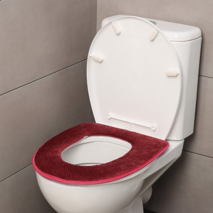 Чехол на сиденье для унитаза на липучках Доляна «Плюш», 37.5×42.5 см, МИКС