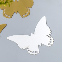 Наклейка интерьерная зеркальная "Бабочка ажурная" набор 3 шт золото 11х7,5 см