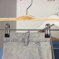 Плечики - вешалка для брюк и юбок Доляна, 37×16 см, широкие плечики, с зажимами, светлое дерево