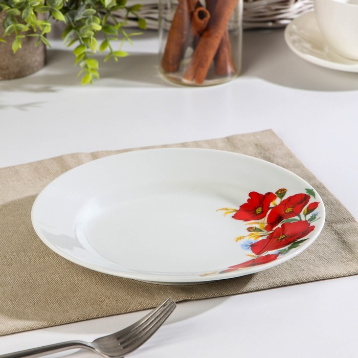 Тарелка мелкая «Маки красные», d=20 см Тарелка мелкая «Маки красные», d=20 см