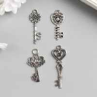 Металлический элемент, декоративная подвеска «Арт Узор. Ключики», набор 4 шт.