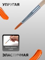 Кисть для рисования, нейлон, № 4, круглая, деревянная ручка, международный размер