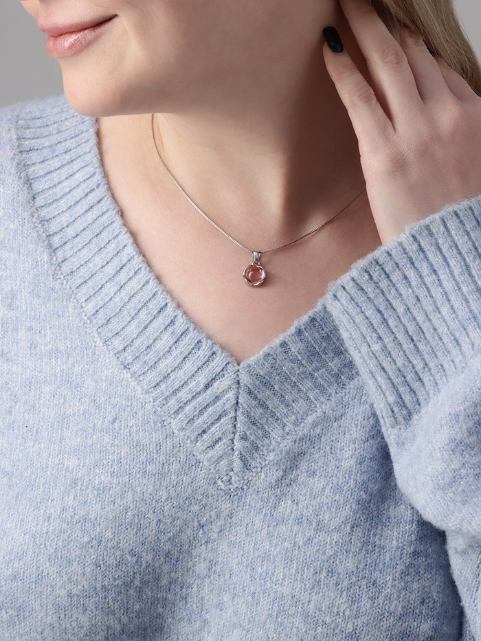 Кулон «Нежность» на цепочке, цвет розовый в серебре, 45 см