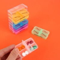 Таблетница-органайзер «Неделька», английские буквы, утро/день/вечер/ночь, 10×7.5×4 см, 7 контейнеров по 4 секции, разноцветный