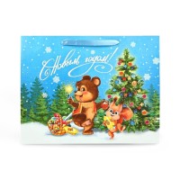 Пакет подарочный новогодний ламинированный «С Новым годом», L 40×31×11.5 см