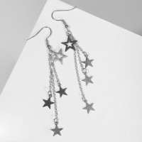 Серьги висячие «Звёздный дождь», цвет серебро