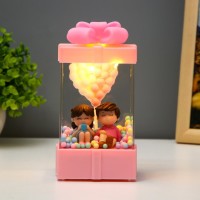 Ночник колба "Влюблённая пара" LED от батареек 3хАА розовый 8х8х15,5 см RISALUX