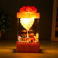 Ночник колба "Влюблённая пара" LED от батареек 3хАА розовый 8х8х15,5 см RISALUX