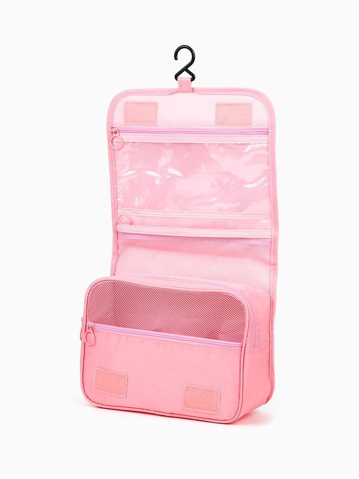 Косметичка-несессер на липучках, с ручкой, цвет розовый