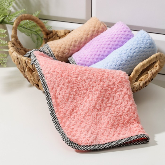 Салфетка для уборки Доляна «Уют», микрофибра, 25×25 см, МИКС